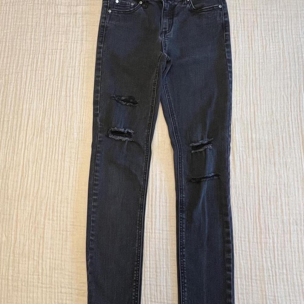 EVIDNT distressed faded black skinny jeans